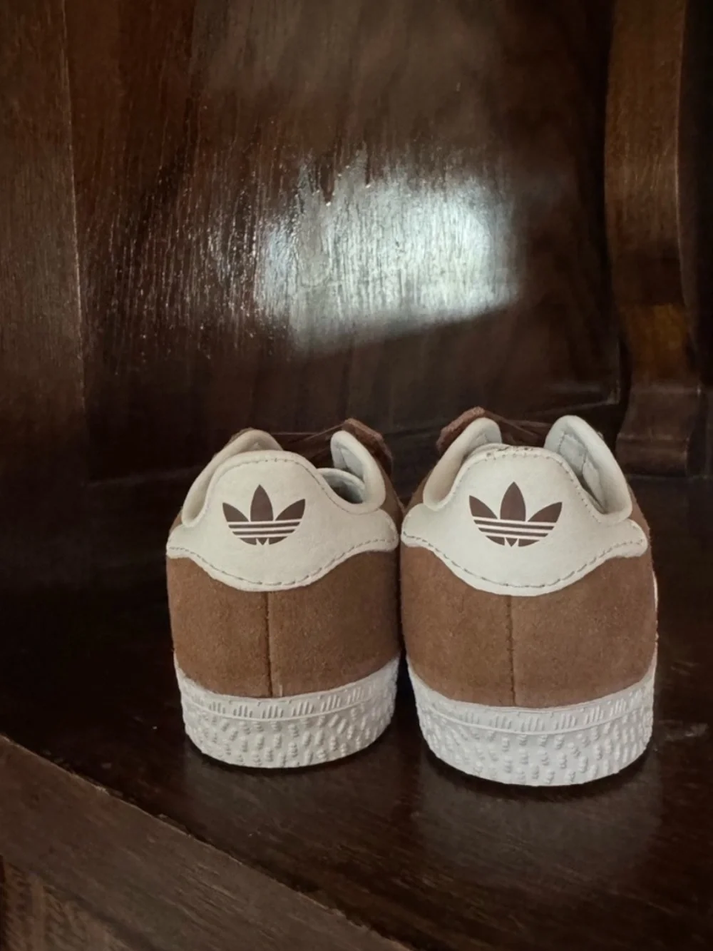 adidas gazelle Kids Brown and White Classic Suede Sneakers